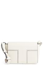 Tory Burch Block-t Pebbled Leather Shoulder Bag - White