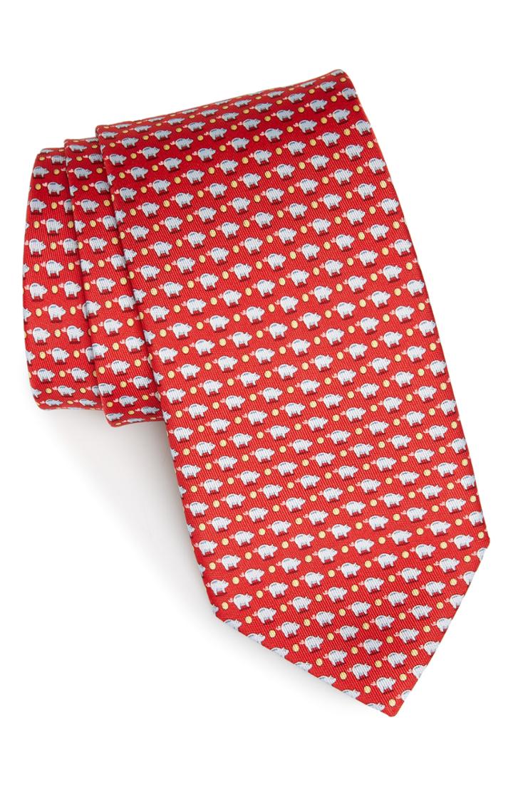 Men's Salvatore Ferragamo Giusto Print Silk Tie, Size - Red