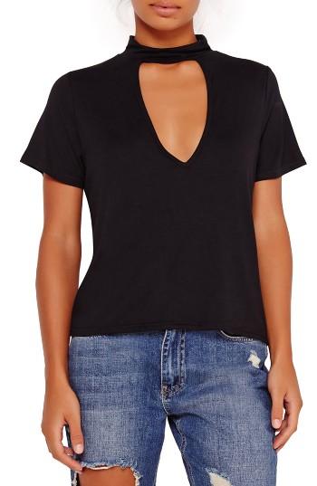 Women's Missguided Choker Tee Us / 8 Uk - Black