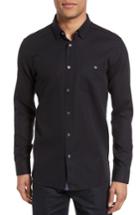 Men's Ted Baker London Nordlux Modern Slim Fit Stretch Cotton Sport Shirt (m) - Black