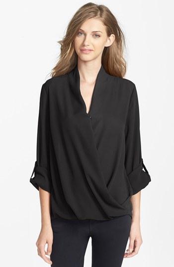 Women's Pleione Faux Wrap Blouse - Black