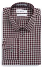 Men's Calibrate Trim Fit No-iron Check Stretch Dress Shirt