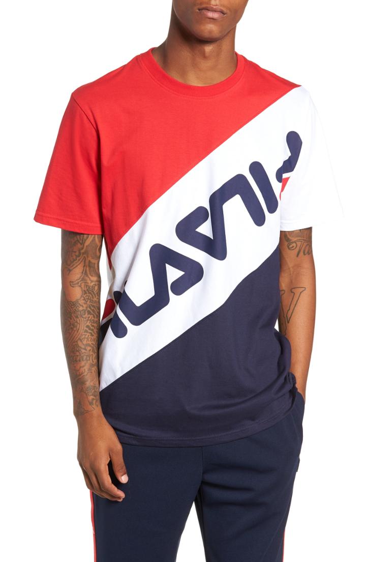 Men's Fila Rowan Colorblock Logo T-shirt - Blue