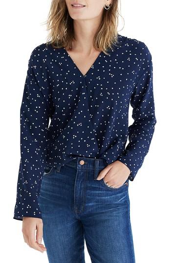 Women's Madewell Faux Wrap Silk Top - Blue