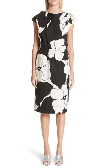 Women's Marc Jacobs Floral Print Shoulder Bow Dress - Black