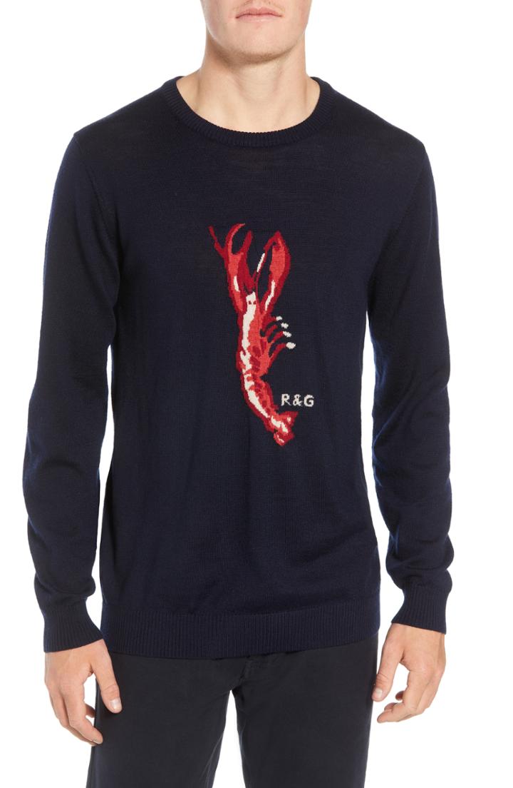 Men's Rodd & Gunn Nautical Marine Extra Fine Merino Wool Sweater - Blue