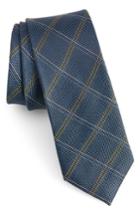 Men's The Tie Bar Wingman Checks Silk Skinny Tie, Size - Blue