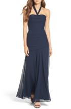 Women's Wtoo Chiffon Halter Gown - Blue