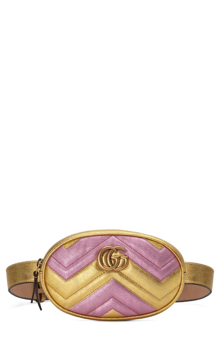 Gucci Marmont 2.0 Leather Belt Bag - Metallic