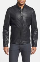 Men's Schott Nyc Cafe Racer Oil Tanned Cowhide Leather Moto Jacket - Black