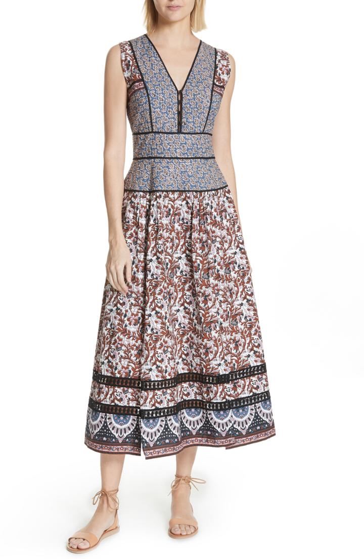 Women's Sea Gemma Contrast Binding Midi Dress - Pink