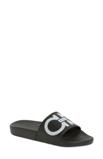 Women's Salvatore Ferragamo Logo Slide Sandal B - Black