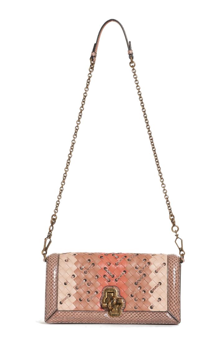 Bottega Veneta Leather & Genuine Snakeskin Clutch -