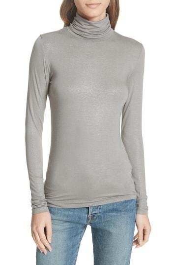 Women's Majestic Filatures Soft Touch Metallic Turtleneck - Grey