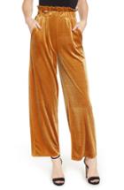 Women's Madison & Berkeley Velvet Wide Leg Pants - Metallic
