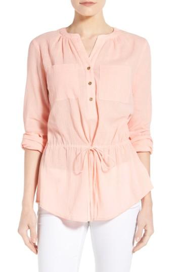 Women's Michael Michael Kors Cotton Gauze Drawstring Waist Blouse