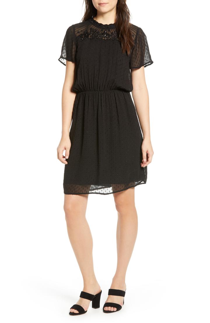 Women's Velvet By Graham & Spencer Swiss Dot Blouson Dress - Black
