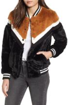 Women's Lira Clothing Parkview Faux Fur Bomber Jacket - Black