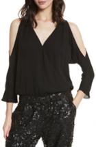 Women's Joie Ahsaki Cold Shoulder Silk Bodysuit - Black