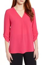 Women's Chaus Roll Tab V-neck Blouse - Pink