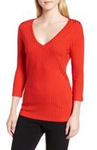 Women's Boss Etrica V-neck Ribbed Top - Orange