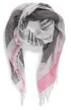 Women's Caslon Stripe Linen Blend Scarf, Size - Black