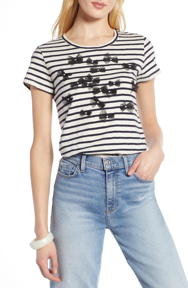 Women's Halogen Embellished Tee - Ivory