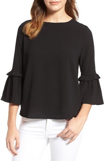 Women's Gibson Ruffle Sleeve Top - Black
