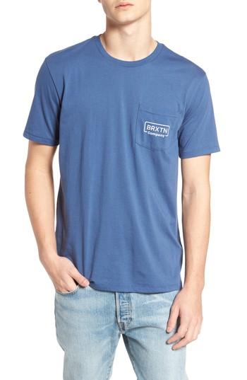 Men's Brixton Crosswhite Pocket T-shirt, Size - Blue