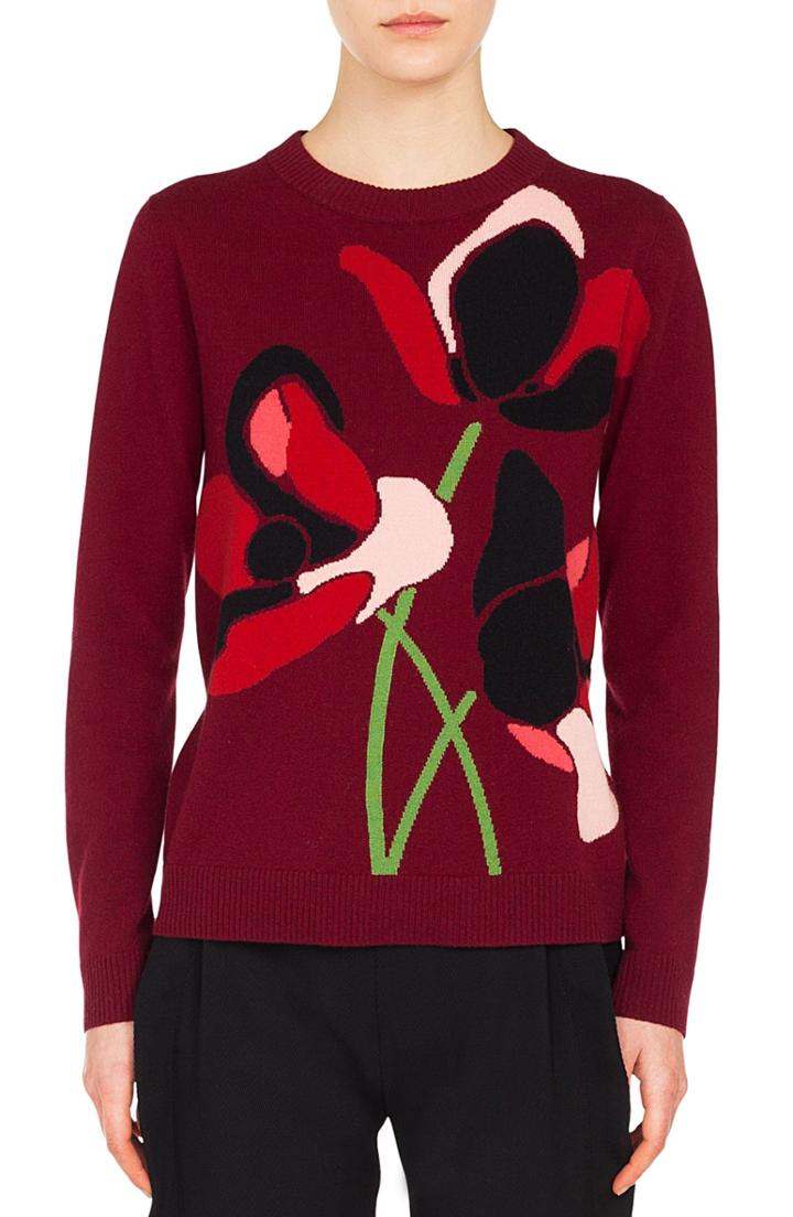 Women's Akris Punto Anemone Jacquard Wool & Cashmere Sweater