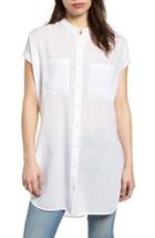 Women's Caslon Button Front Longline Top - White