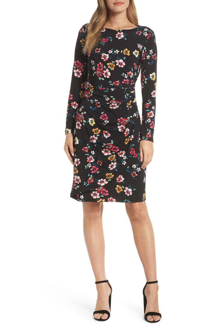 Women's Eliza J Floral Sheath Dress - Black