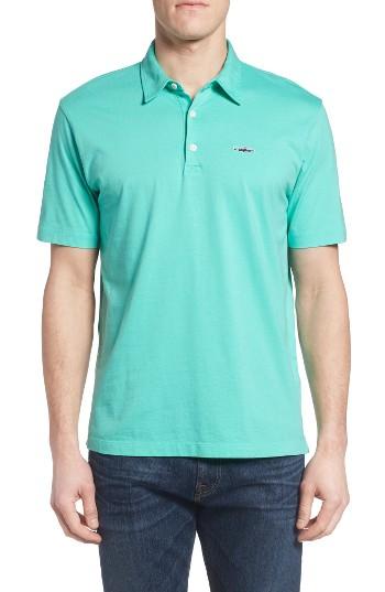 Men's Patagonia 'trout Fitz Roy' Organic Cotton Polo - Blue/green