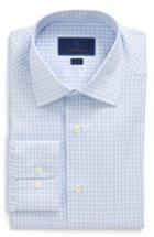 Men's David Donahue Slim Fit Plaid Dress Shirt .5 - 32/33 - Blue
