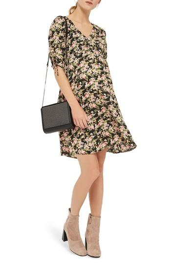 Women's Topshop Romance Floral Maternity Tea Dress Us (fits Like 0-2) - Black
