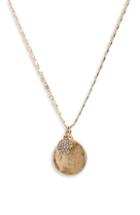 Women's Canvas Jewelry Crystal Embellished Disc Pendant Necklace