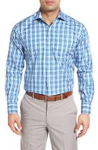 Men's Peter Millar Halden Plaid Fit Sport Shirt, Size Medium - Blue