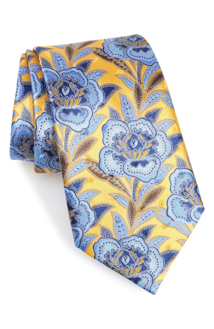 Men's Ermenegildo Zegna Macrofloral Silk Tie, Size - Yellow