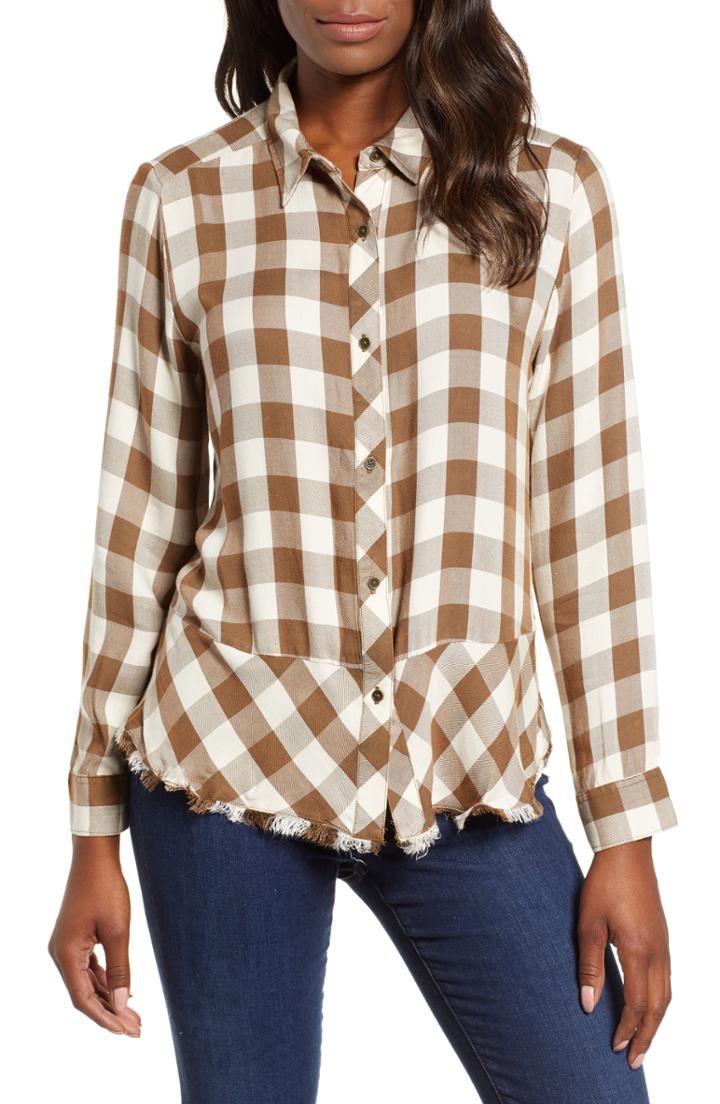 Women's Wit & Wisdom Peplum Plaid Shirt