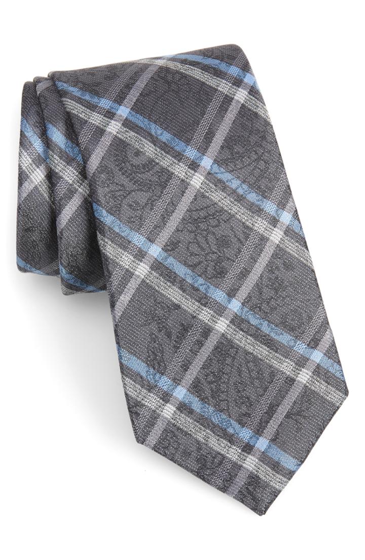 Men's Calibrate Gatrell Plaid Tie, Size - Grey