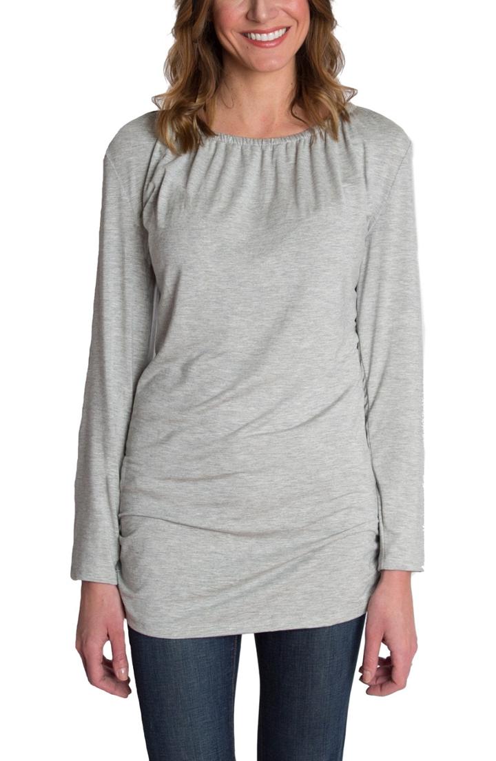 Women's Udderly Hot Mama 'luxe' Long Sleeve Nursing Tee (10-12 Us) - Grey