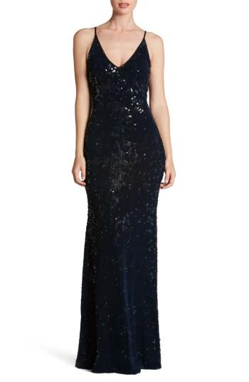 Women's Dress The Population Vanessa Sequin Gown - Blue