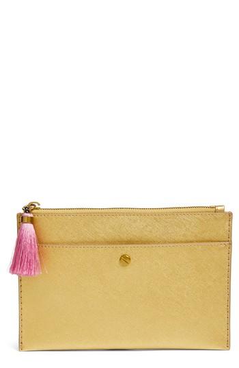J.crew Medium Saffiano Leather Pouch - Metallic