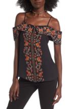 Women's Socialite Foldover Cold Shoulder Top - Black