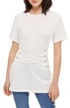 Women's Topshop Longline Corset Tee Us (fits Like 2-4) - White