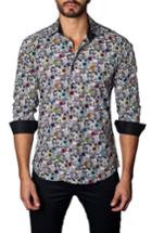 Men's Jared Lang Trim Fit Print Sport Shirt, Size - White