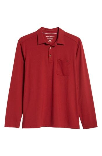 Men's Tommy Bahama Tropicool Sueded Sands Fit Polo, Size Medium - Red
