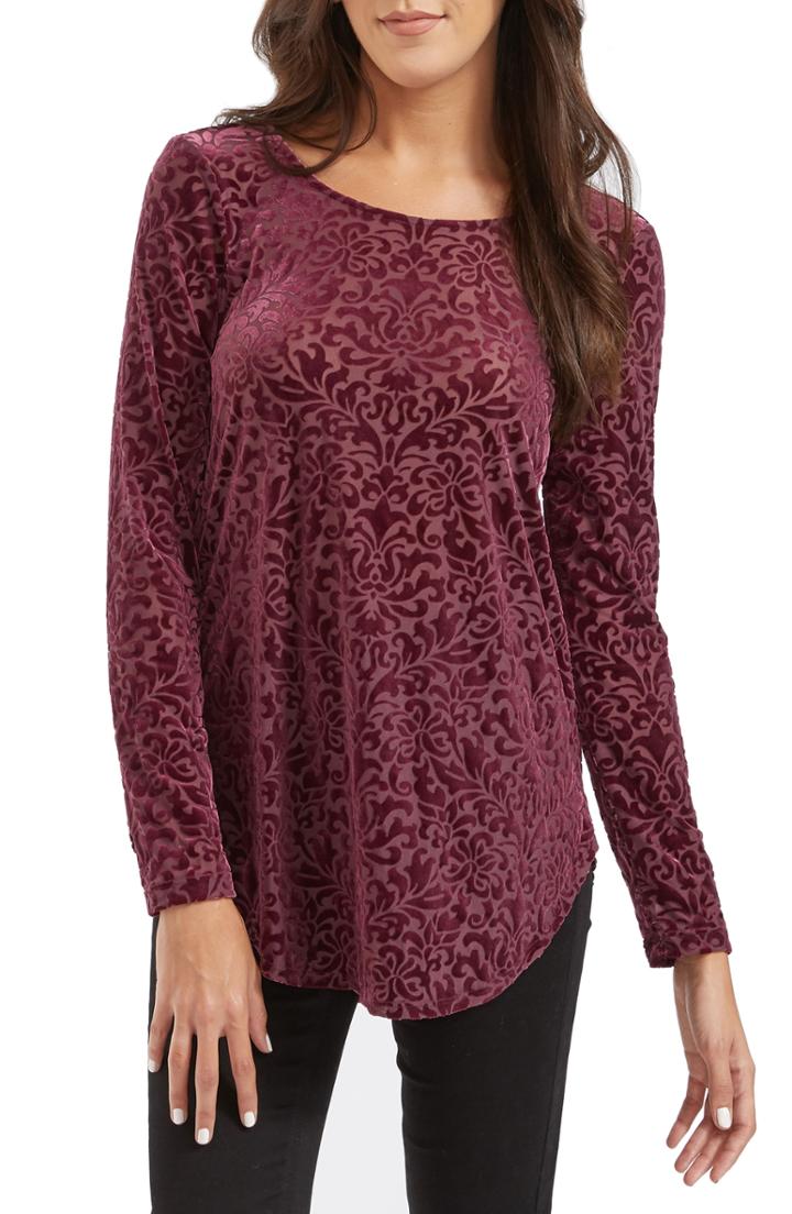 Women's Karen Kane Burnout Velvet Top - Purple