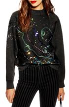 Women's Topshop Christmas Party Popper Sweater Us (fits Like 0) - Black
