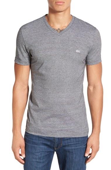 Men's Lacoste Stripe V-neck T-shirt (xxl) - Black
